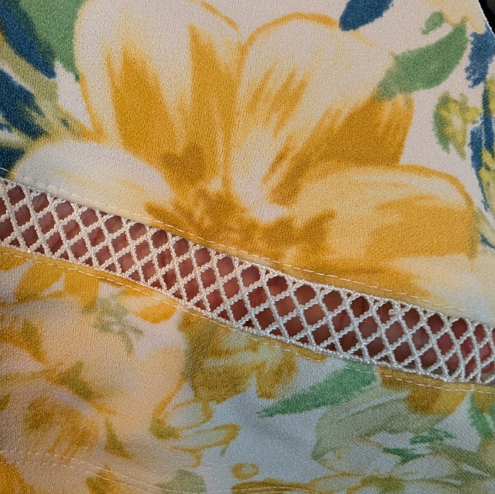 Consigned R&K Yellow and Blue Floral Midi Dress - Picture 4 of 5